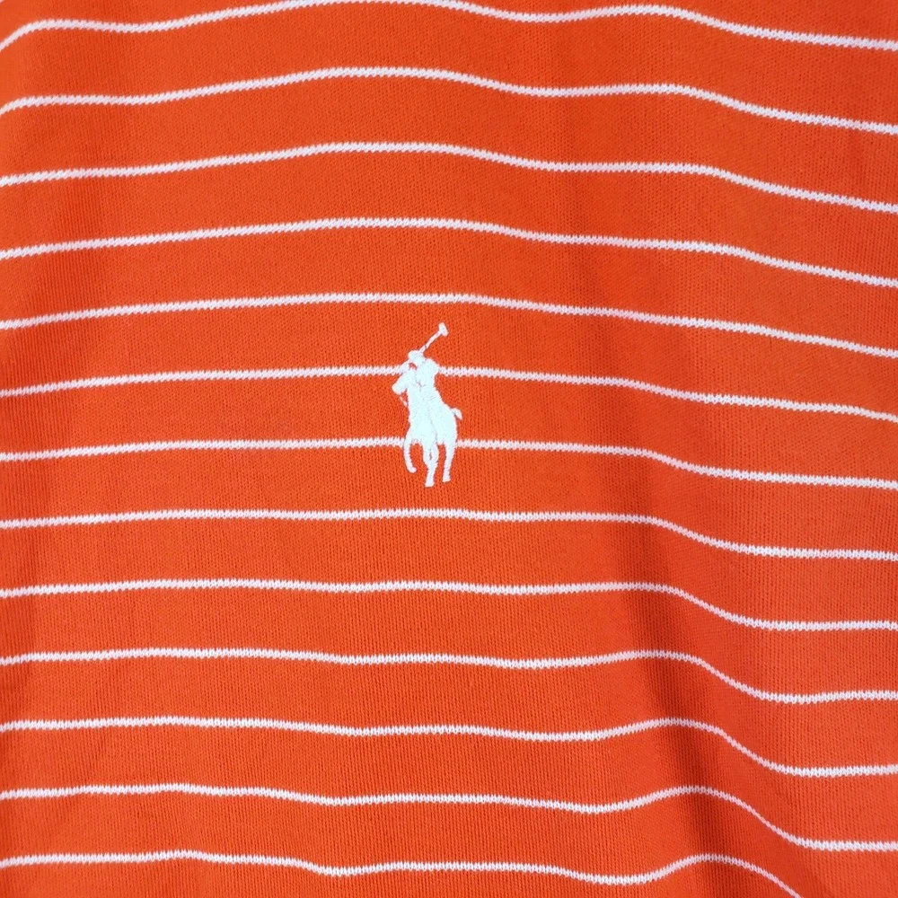 Polo Ralph Lauren Classic Fit Polo Shirt Mens XL Orange Striped Preppy Casual